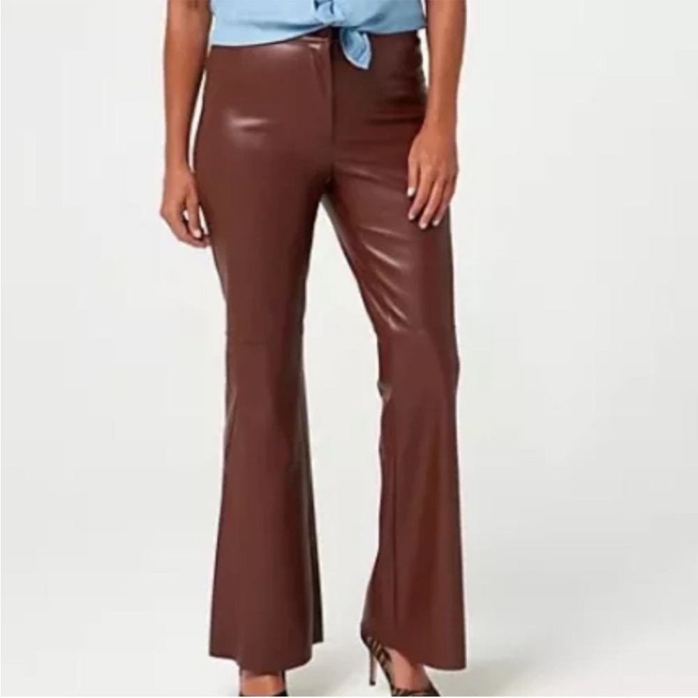 NWOT Peace Love World Faux Leather Flare Pants Brown Size 18 Petite